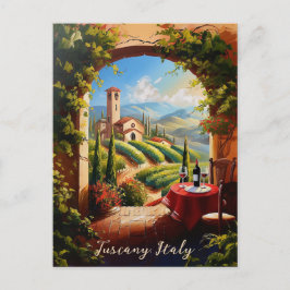 Romantic Tuscany Valley Painting Italien Travel Ar Vykort