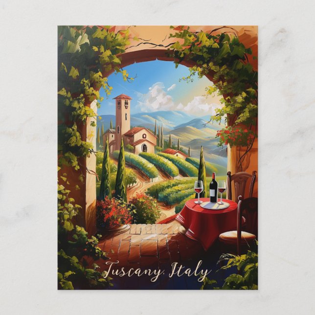 Romantic Tuscany Valley Painting Italien Travel Ar Vykort (Framsida)