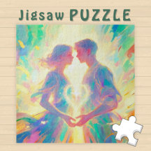 Romantic Twin Soul Love Man and Woman with Heart -