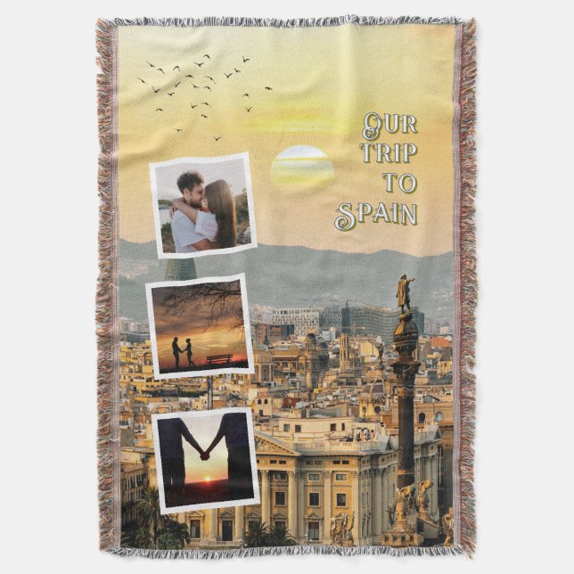 Romantic Vacation Photo Collage Design Filt (Framsidan Vertikal)