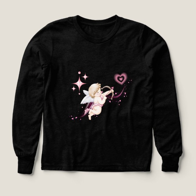 Romantic Valentine Art with Pink Heart Glow T Shirt (Design framsida)