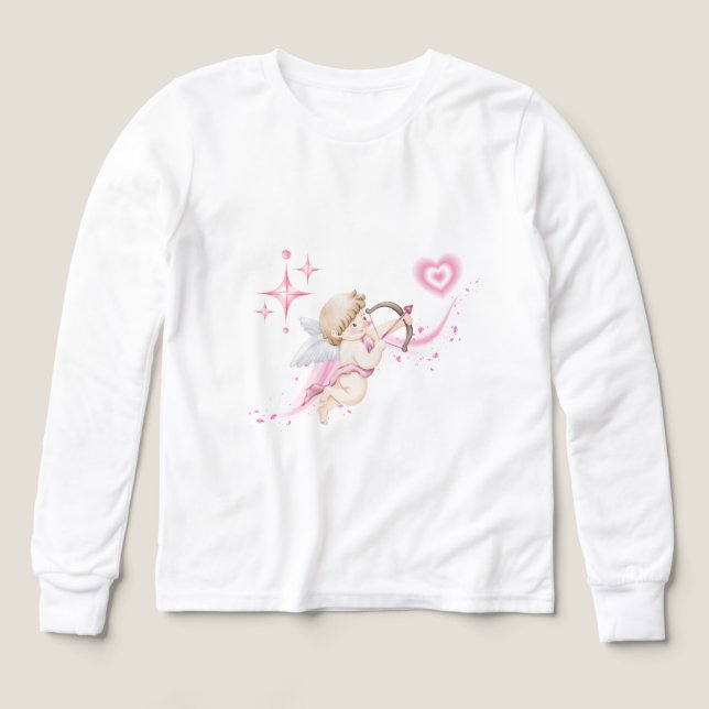 Romantic Valentine Art with Pink Heart Glow T Shirt (Design framsida)