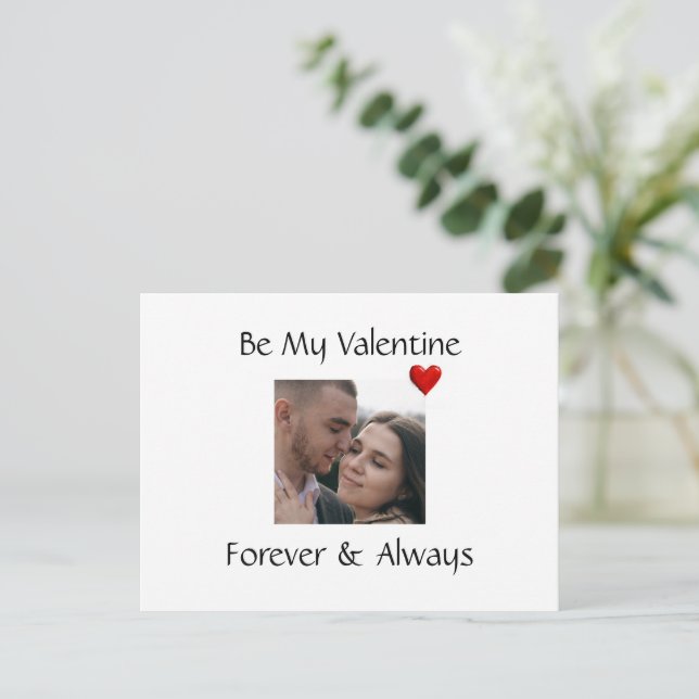 Romantic Valentine Card Add Your Own Couple Photo Vykort (Stående Fram)