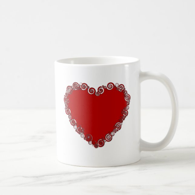 Romantic Valentine Kärlek Heart Red Kaffemugg (Höger)