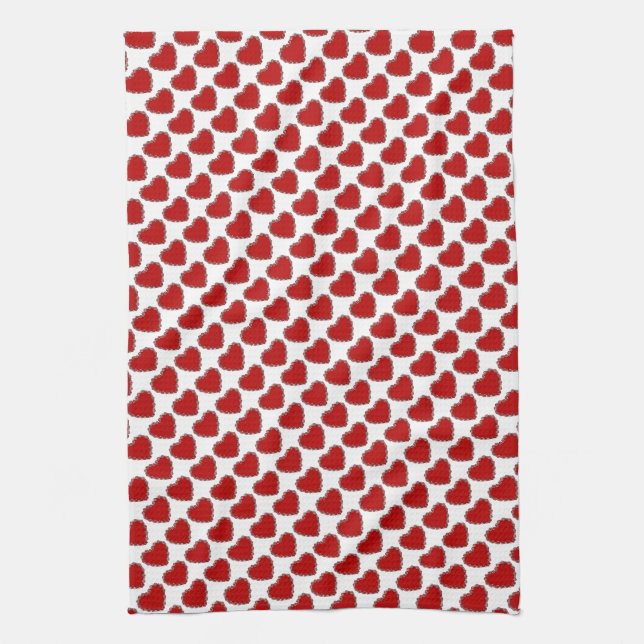 Romantic Valentine Kärlek Heart Red Kökshandduk (Vertikal)