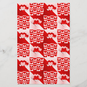Romantic Valentine Kärlek Hearts Red White Heart Brevpapper