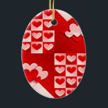 Romantic Valentine Kärlek Hearts Red White Heart Julgransprydnad Keramik<br><div class="desc">Romantic Valentine Kärlek Hearts Red White Heart</div>