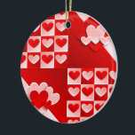 Romantic Valentine Kärlek Hearts Red White Heart Julgransprydnad Keramik<br><div class="desc">Romantic Valentine Kärlek Hearts Red White Heart</div>
