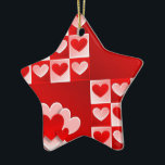 Romantic Valentine Kärlek Hearts Red White Heart Julgransprydnad Keramik<br><div class="desc">Romantic Valentine Kärlek Hearts Red White Heart</div>