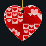 Romantic Valentine Kärlek Hearts Red White Heart Julgransprydnad Keramik<br><div class="desc">Romantic Valentine Kärlek Hearts Red White Heart</div>