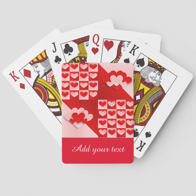 Romantic Valentine Kärlek Hearts Red White Heart Spel Kort (Baksidan)