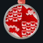 Romantic Valentine Love Hearts Red White Heart Julgransprydnad Metall<br><div class="desc">Romantic Valentine Love Hearts Red White Heart</div>