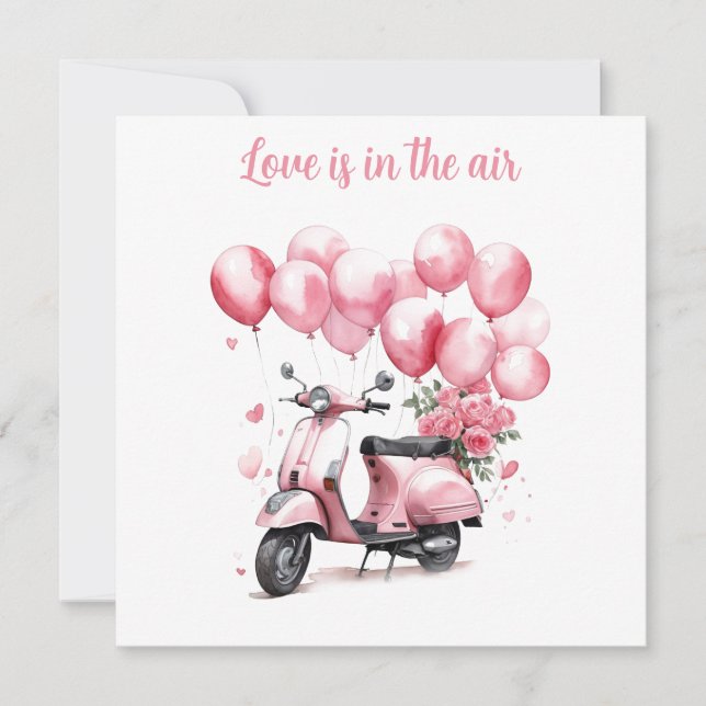 Romantic Valentine Rosa Scooter Italien Julkort (Framsida)