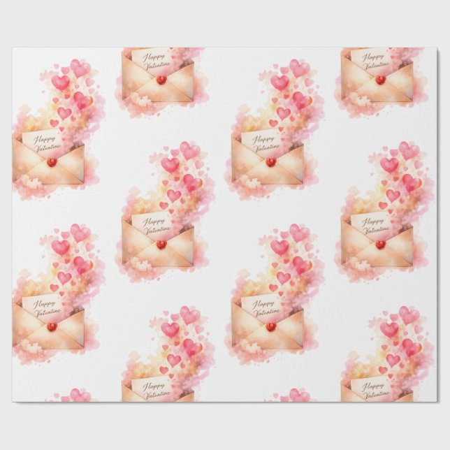 Romantic Valentine Wrapping Paper Love Envelope  Presentpapper (Platt)
