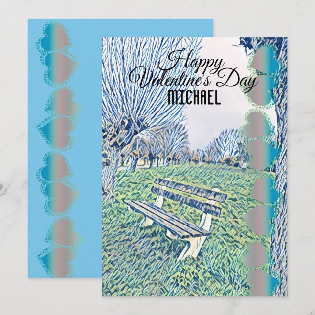 Romantic Valentines day Heart Garden Bench för hon (Fram/baksida)