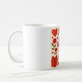 Romantic Valentine's Day Mug – Hearts, Roses & Gif Kaffemugg
