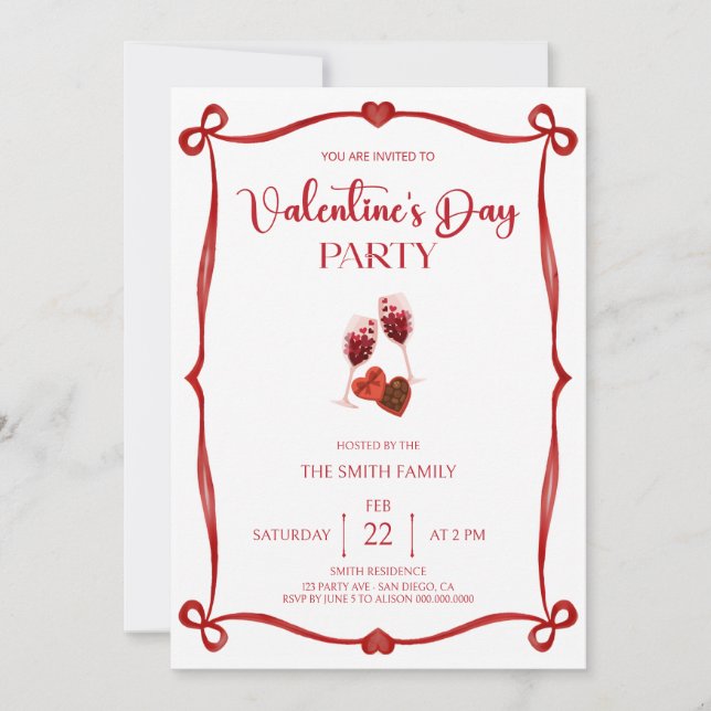 Romantic Valentine's day party Inbjudningar (Framsida)