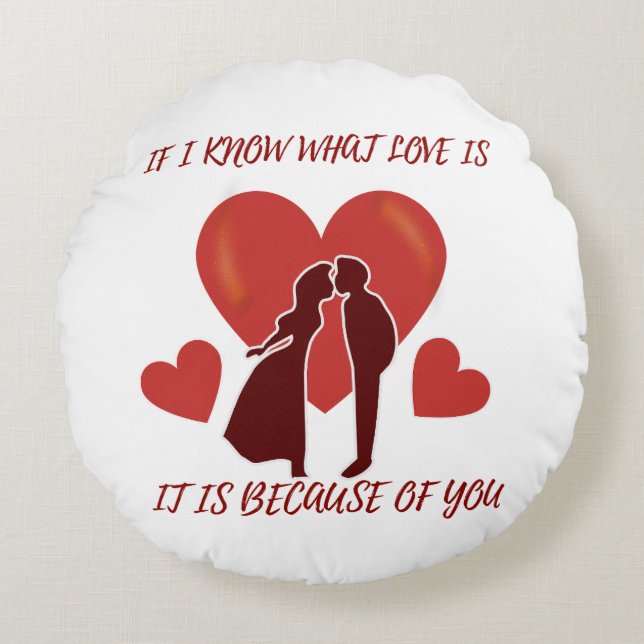 Romantic Valentines Round Pillow Rund Kudde (Framsidan)
