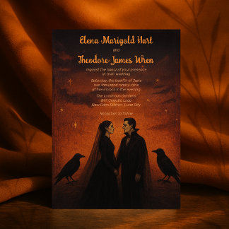 Romantic Vampire Gothic Mörk Bröllop Inbjudningar