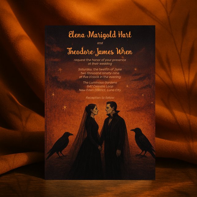 Romantic Vampire Gothic Mörk Bröllop Inbjudningar (Romantic Vampire Gothic Dark Wedding Invitation
)