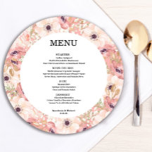 Romantic Vår Blommigt Round Menu Card