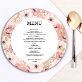 Romantic Vår Blommigt Round Menu Card Meny