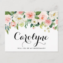 Romantic Vår blommor kommer du bli min bridesmaid Vykort