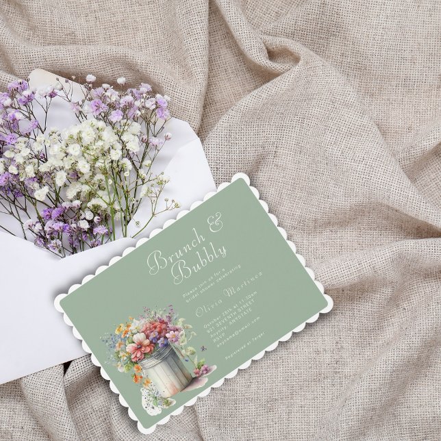 Romantic Vår blommor Vas Möhippa Brunch Inbjudningar (Skapare uppladdad)