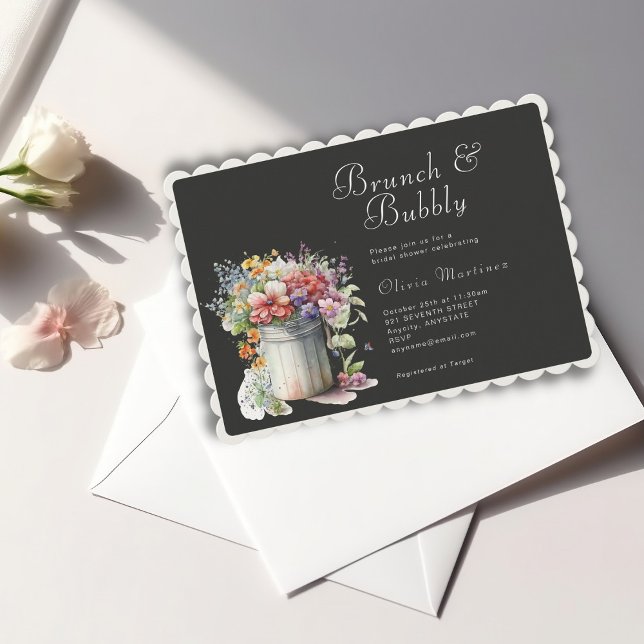 Romantic Vår blommor Vas Möhippa Brunch Inbjudningar (Skapare uppladdad)
