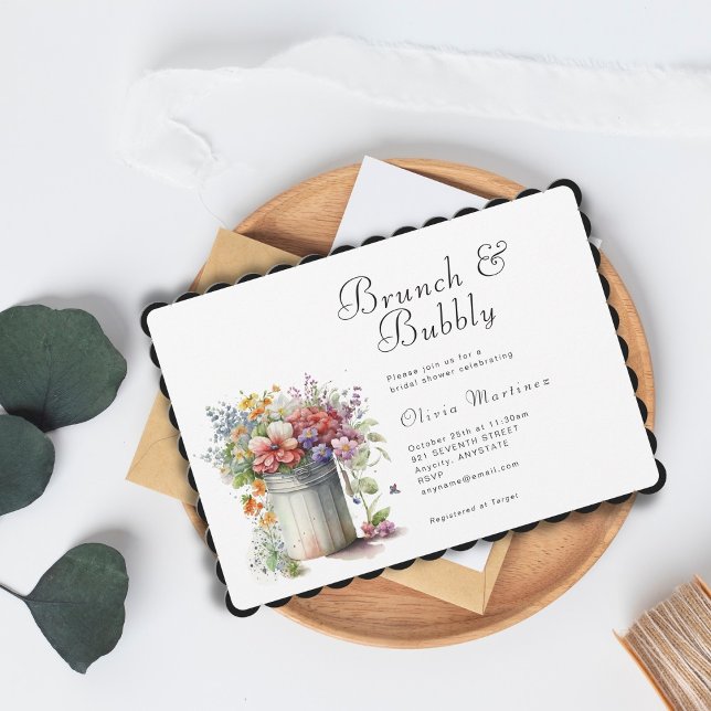 Romantic Vår blommor Vas Möhippa Brunch Inbjudningar (Skapare uppladdad)