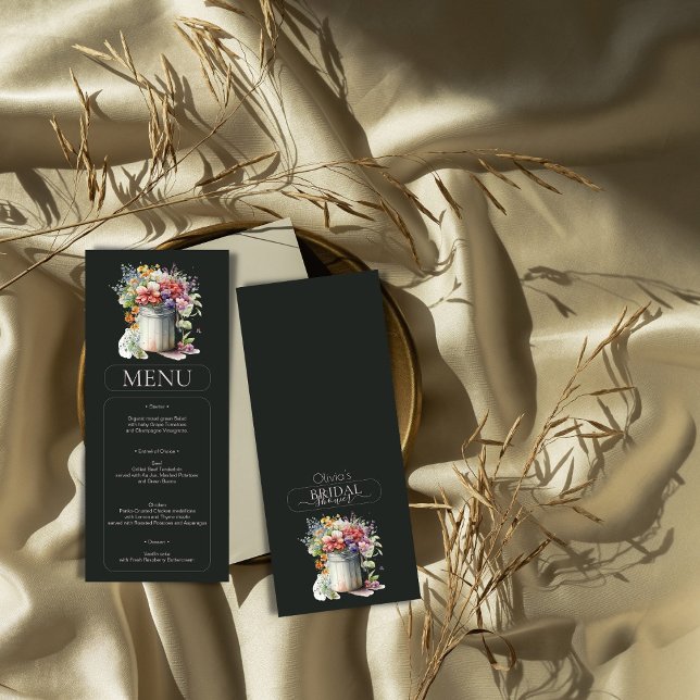 Romantic Vår blommor Vas Möhippa Menu Inbjudningar (Skapare uppladdad)