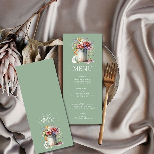 Romantic Vår blommor Vas Möhippa Menu Inbjudningar (Skapare uppladdad)