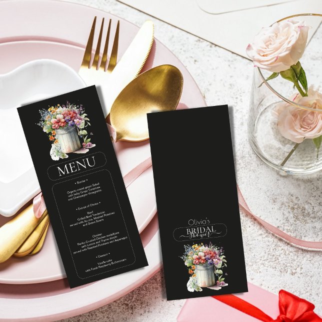 Romantic Vår blommor Vas Möhippa Menu Inbjudningar (Skapare uppladdad)