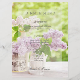 Romantic Vår Flower Blommigt Lilac Bröllop Menu Meny