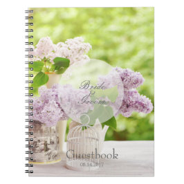 Romantic Vår Flower Blommigt Lilac gäst bok Anteckningsbok