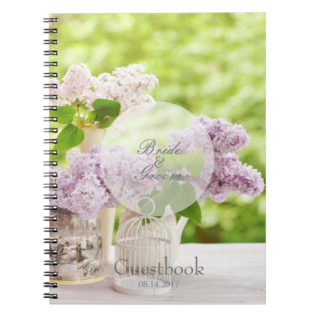 Romantic Vår Flower Blommigt Lilac gäst bok Anteckningsbok (Framsidan)