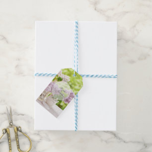 Romantic Vår Flower Blommigt White Lilac Bröllop Presentetikett