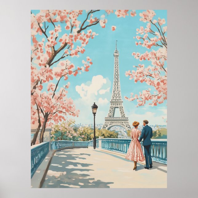 Romantic Vår i Paris Poster (Framsidan)
