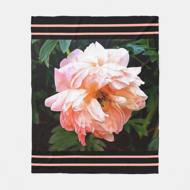 Romantic Vår Peony i Blek Peach Fleecefilt (Framsidan)