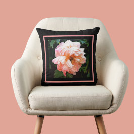 Romantic Vår Peony i Blek Peach Kudde