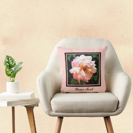 Romantic Vår Peony i Blek Peach Personlig Kudde