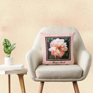 Romantic Vår Peony i Blek Peach Personlig Kudde
