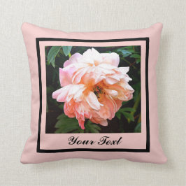 Romantic Vår Peony i Blek Peach Personlig Kudde