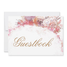 Romantic Vår Rosa Flower Bröllop Guestbook