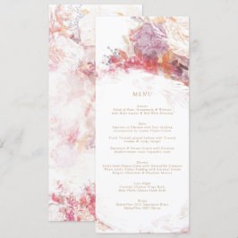 Romantic Vår Rosa Flower Wedding Reception Menu Inbjudningar