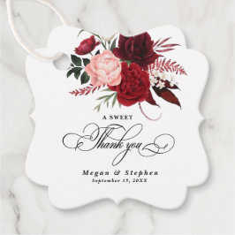 Romantic Vatten Färg Burgundy Blommigt Bröllop Gåvor Etiketter
