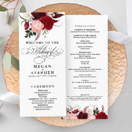 Romantic Vatten färg Burgundy Blommigt Program