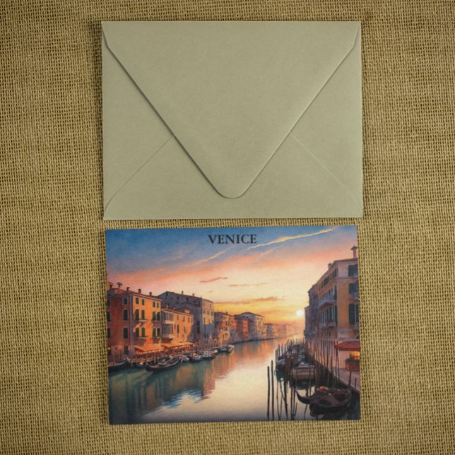 Romantic Venedig Italien Sunset View Vykort (Venice Italy romantic sunset postcard)