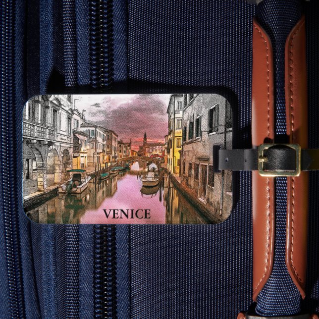 Romantic Venice Italien Gondola City view Bagagebricka (Framsida Insitu 4)