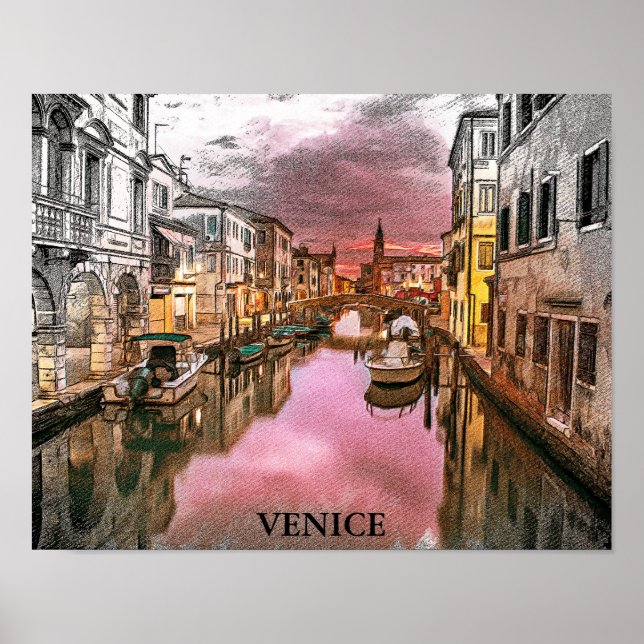 Romantic Venice Italien Gondola City view Poster (Framsidan)